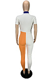 Hot Fashion Matching Color Spliced Long Sleeve Zipper Bodycon Jumpsuits LYY9321