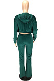 Wholesale Women Velvet Cloth Pure Color Strapless+Cardigan Zipper Coat Jogger Pants Casual Suit LYY9320