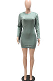 Fashion Casual Solid Color Hip Tassel Bodycon Mini Dress CCY9414