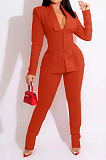 Fahion New Women Long Sleeve Collect Waist With Blet Tops Trousers Businss Suit TK62010 