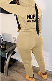Casual Simple Women Letter Printed Long Sleeve Zipper Hoodie Jogger Pants Suit TK6211