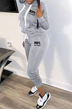 Casual Simple Women Letter Printed Long Sleeve Zipper Hoodie Jogger Pants Suit TK6211