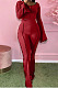 Sexy Casual Pure Color Spliced Ribber Horn Sleeve Crop Tops High Waist Flare Pants Fashion Suit YX9303