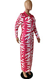 Wholesale New Fat Women Design Printed Long Sleeve V Neck Slim Fitting Dress YNS1687
