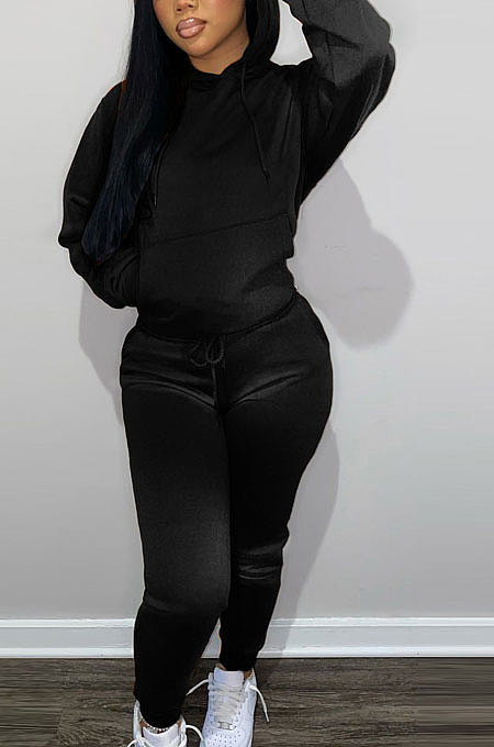 Euramerican Pullover Hoodie Pleuche Sport Pants Sets Q8006