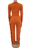 Hot Sales Stylish Women Knitting Long Sleeve Round Neck Tops Tassel Pants Slim Fitting Plain Suit DN8656