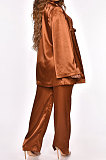 Women Autumn Sexy Fashion Coat Long Sleeve Pure Color Bandage Pants Sets MY10031