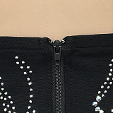 Fashion Sexy Condole Belt Bling Bling Perspectivity Mesh Spaghetti Zipper Backless Mini Dress XZ5380