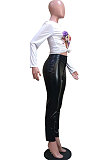 NEW Hot Sales Women Elestic PU Leather Skinny Pants  D8475 