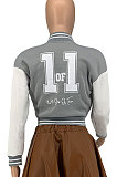 Women Cardigan Letters Ribber Baseball Uniform Outerwear SDE21101