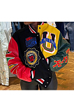 Fashion Casual Woolen Single-Breasted Colorful Print Baseball Jacket YCL808