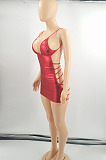 Night Club Sexy PU Back Bandage Hollow Out Low-Cut With G-string Hip Dress Suit  WPH003