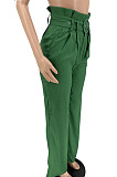 Wholesale Fashion Pure Color High Waist With Beltband Wide Leg Pants AMX6071