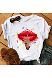 Lips Month Printed Milk Fabric Materical T Shirts CPDZ0814-2