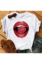 Lips Month Printed Milk Fabric Materical T Shirts CPDZ01