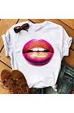 Lips Month Printed Milk Fabric Materical T Shirts CPDZ0826-1