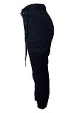 Casual Women New Pure Color With Belt Cargo Pants LS6298 