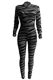 Euramerican Women Stripe Printing Mesh Spaghetti Perspectivity Sexy Bodycon Jumpsuits Q8020
