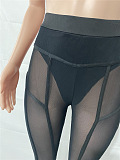 Euramerican Women Perspectivity Mesh Spaghetti Sleeveless Blackless Pants Sets XQ1161