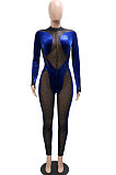 Fashion Women Long Sleeve Perspectivity Mesh Spaghetti Skinny Bodycon Jumpsuits CCY9538