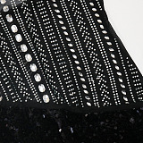 Sexy Condole Belt Irregular High Split Sequins Backless Long Dress CCY9545