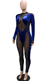 Fashion Women Long Sleeve Perspectivity Mesh Spaghetti Skinny Bodycon Jumpsuits CCY9538