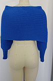 Fashion V Collar Cross Off Shoulder Pure Color Sweaters HAY8801