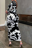 Euramerican Long Sleeve Printing Bodycon Backless Lady Long Dress KZ2155