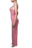 Euramerican Women Condole Belt Solid Color Bodycon Long Dress NK273