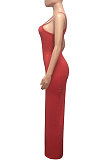 Euramerican Women Condole Belt Solid Color Bodycon Long Dress NK273