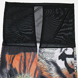 Trendy Casual Condole Belt Halter Neck Tiger Printing Perspectivity Hip Split Long Dress CCY9574