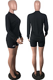 Casual Wholesale Women Short Sleeve Round Neck Offset Printed Plain Sport Sets LM88835