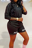 Casual Wholesale Women Short Sleeve Round Neck Offset Printed Plain Sport Sets LM88835