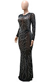 Fashion Sexy Perspectivity Bling Bling Bodycon Long Dress NO Underwear CCY9581