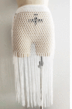 Euramerican Holiday Knit Hip Hollow Out Long Tassel Skirts CYBK0109