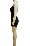 Sleeveless Bandage Solid Color Backless Ruffle Bodycon Mini Dress MY10050