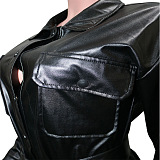 Women Fashion Long Sleeve Cardigan Button Waist Strap Turn-Down Collar Coat SN390264