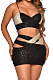 Fashion Sexy Condole Belt Strapless Color Matching Hollow Out Hip Sequins Mini Dress CCY9642