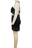 Women Club Bandage Tassel Hip Strapless Backless Mini Dress MY10059