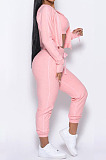 Women Fashion Pure Color Hoodie Coat +Tank Strapless Jogger Pants Casual Three Piece Sets SM9228
