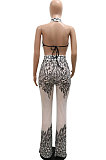 Euramerican Fashion Casual Halter Neck Sequins Hip Skinny Casual Jumpsuits CCY9628