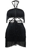 Women Club Bandage Tassel Hip Strapless Backless Mini Dress MY10059