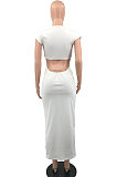 Euramerican Women Spring ClubSolid Color V Collar Dew Waist Split Ruffle Bodycon Long Dress PH13265