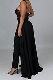 Fashion Sexy Condole Belt Collect Waist Perspectivity Backless Pure Color Jumpsuits Trousers Skirt CCY9616