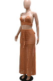 Euramerican Women Fashion Sexy Strapless Halter Neck Bandage Perspectivity Lace Skirts Sets CCY9625