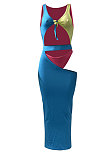 Euramerican Women Multi Spliced Jumpsuits Swimwear Beach Skirts Sets NK274