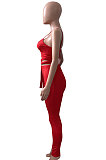 Euramerican Women Solid Color Sleeveless Bandage Tight Sport Pants Sets NK275
