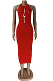 Sexy New Women Letter Printed Halter Neck Backless Bodycon Dress ZDD31185