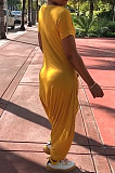 Casual New Women Elastic Loose Short Sleeve V Neck High Waist Jumpsuits RMH8940