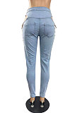 Wholesale Women New Bandage Hole Split Skinny Jeans LWW9092
